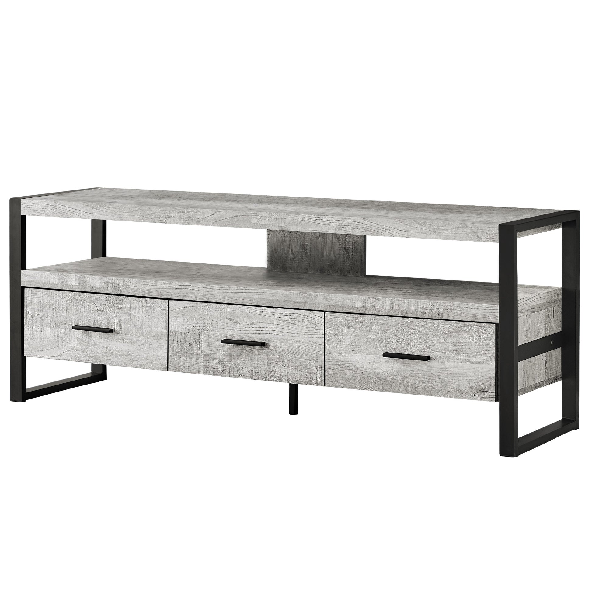59" Black and Gray Cabinet Enclosed Storage TV Stand-1