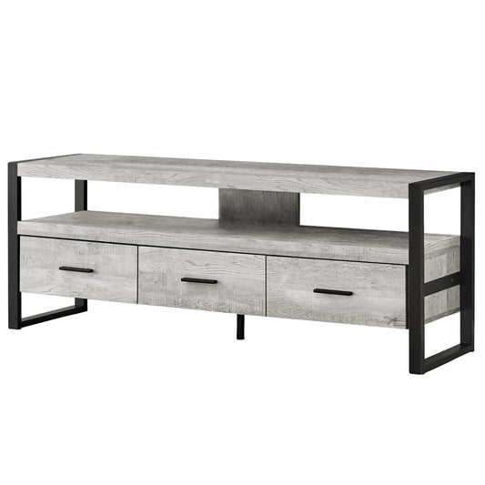 59" Black and Gray Cabinet Enclosed Storage TV Stand-1