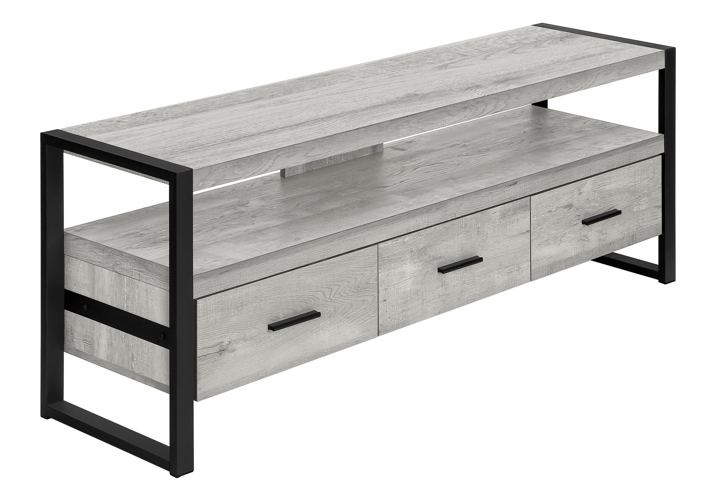 59" Black and Gray Cabinet Enclosed Storage TV Stand-4