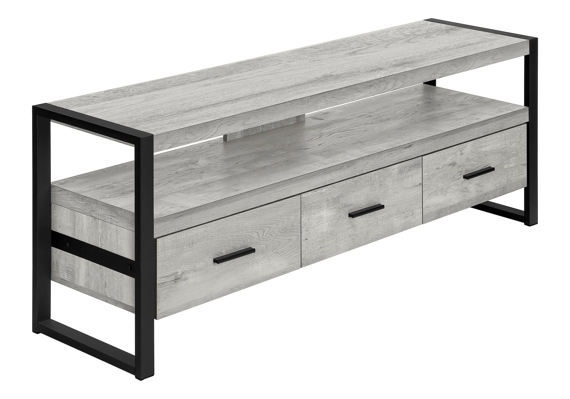 59" Black and Gray Cabinet Enclosed Storage TV Stand-4