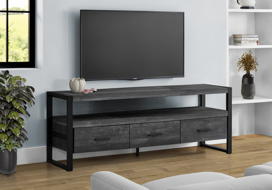 59" Black Cabinet Enclosed Storage TV Stand-5