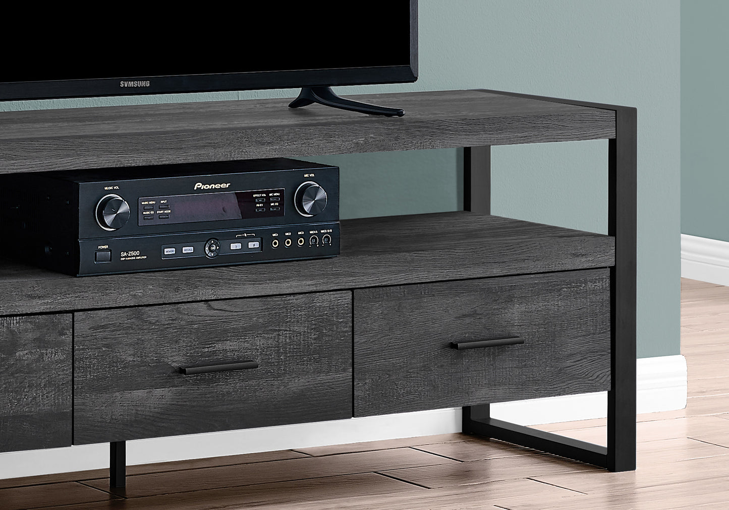 59" Black Cabinet Enclosed Storage TV Stand-7
