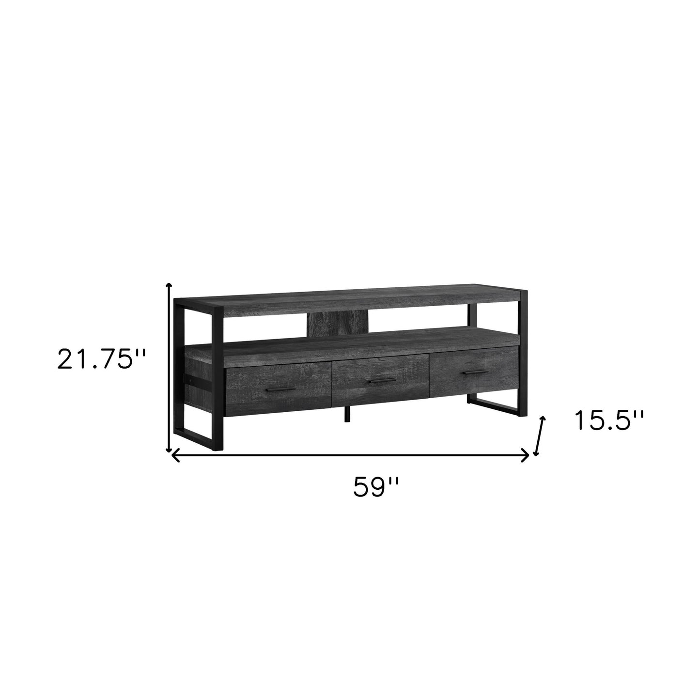 59" Black Cabinet Enclosed Storage TV Stand-3