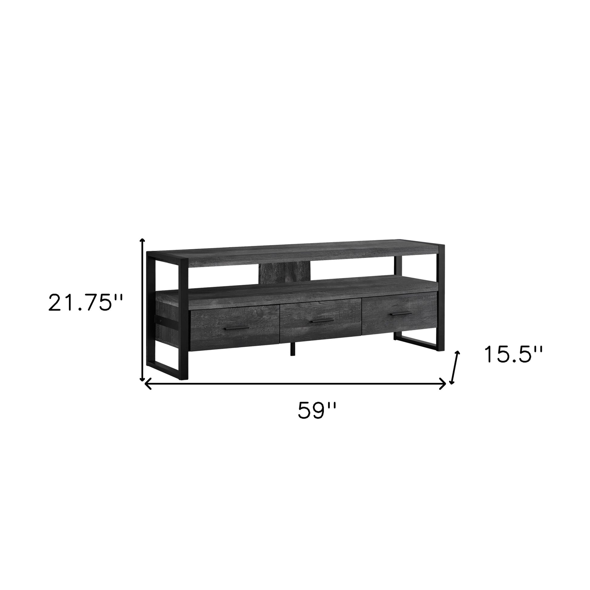 59" Black Cabinet Enclosed Storage TV Stand-3