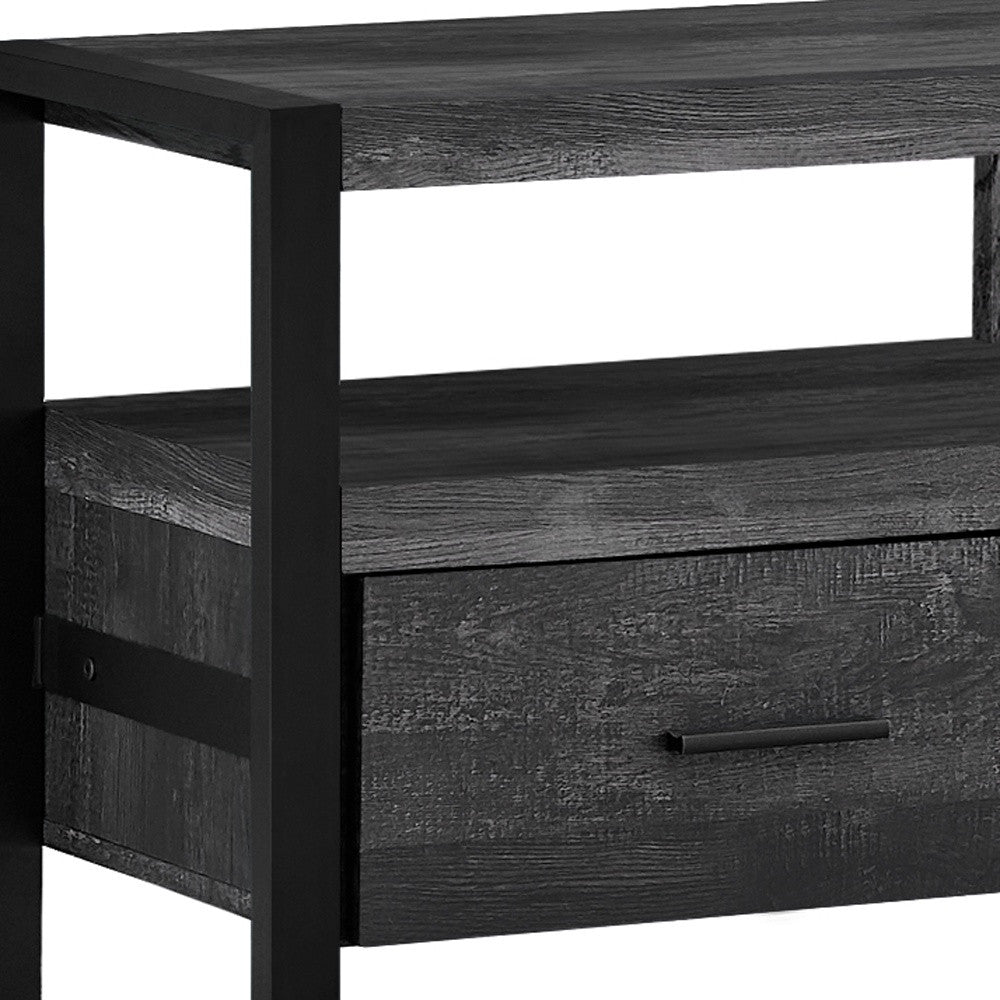 59" Black Cabinet Enclosed Storage TV Stand-2