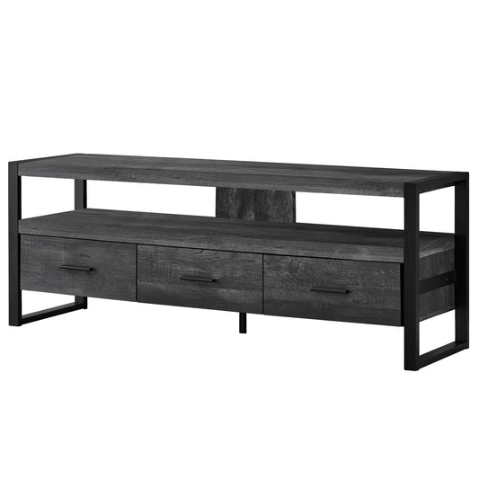 59" Black Cabinet Enclosed Storage TV Stand-1