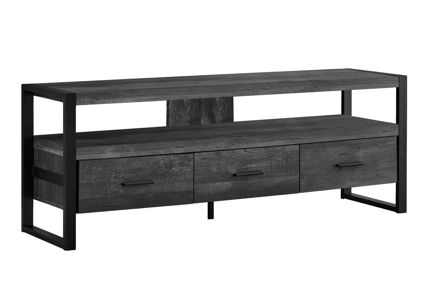 59" Black Cabinet Enclosed Storage TV Stand-4