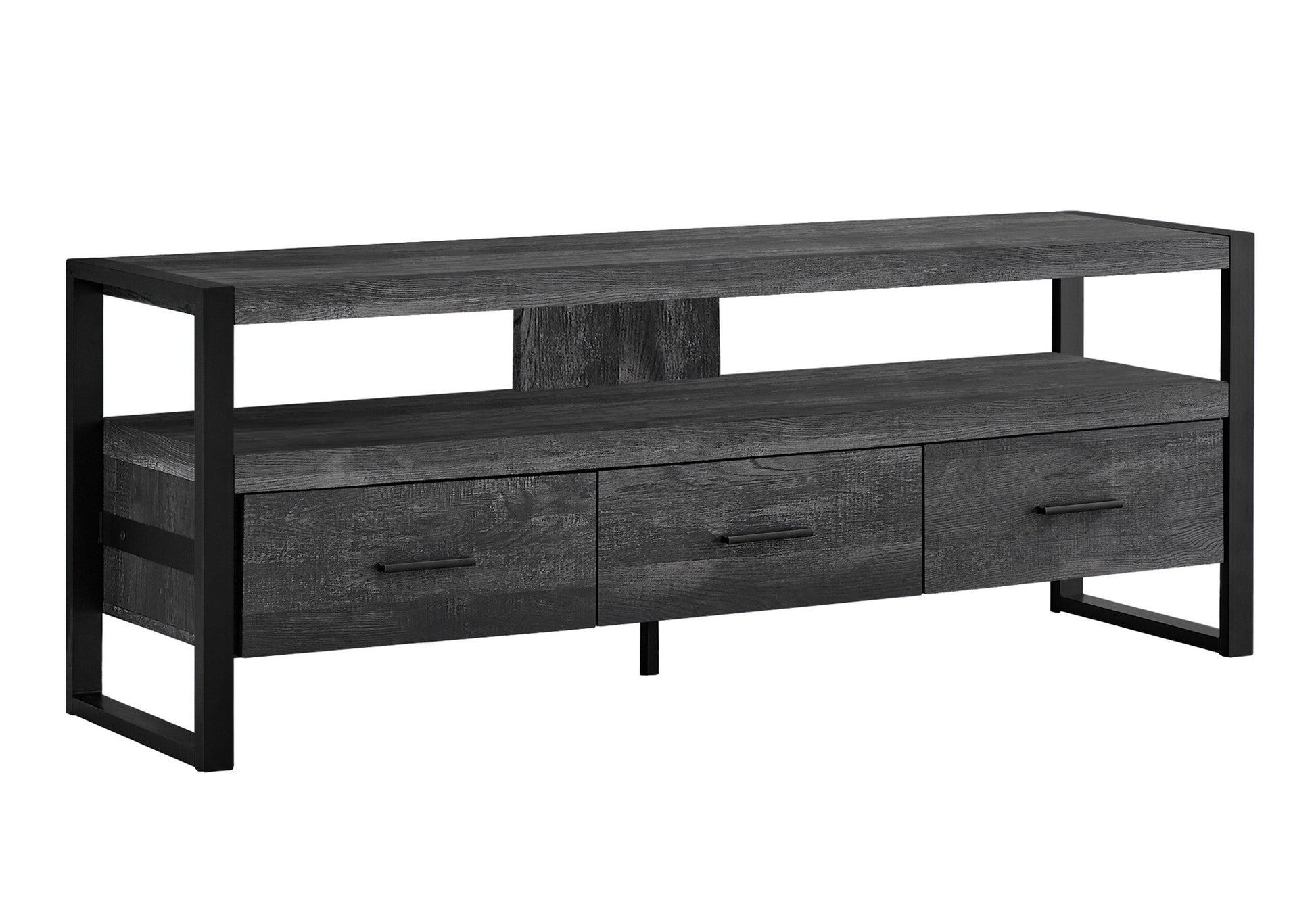 59" Black Cabinet Enclosed Storage TV Stand-4