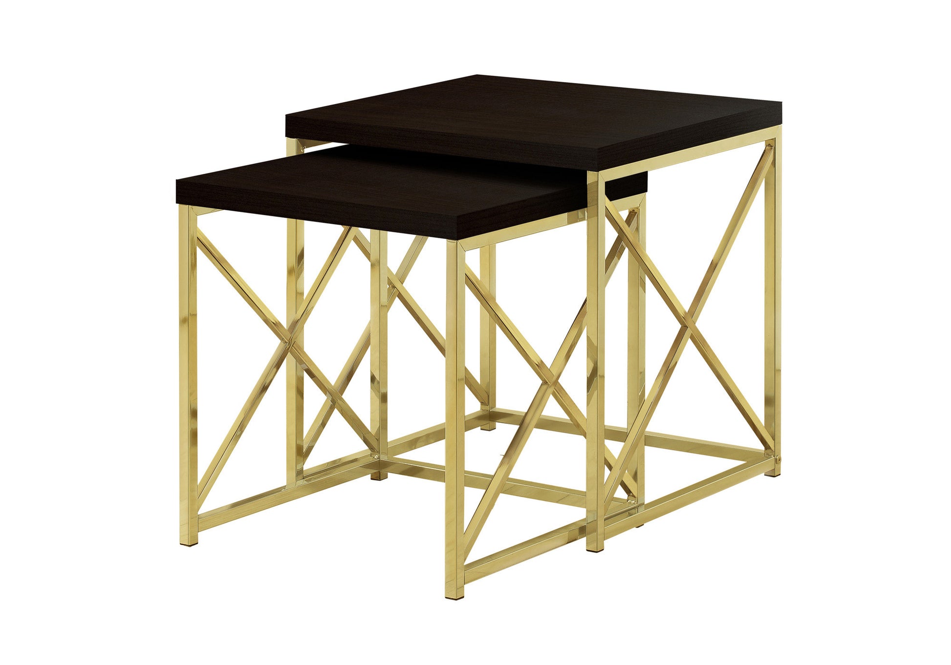 Set of Two 41" Gold And Brown Nested Tables - Loft&Timber
