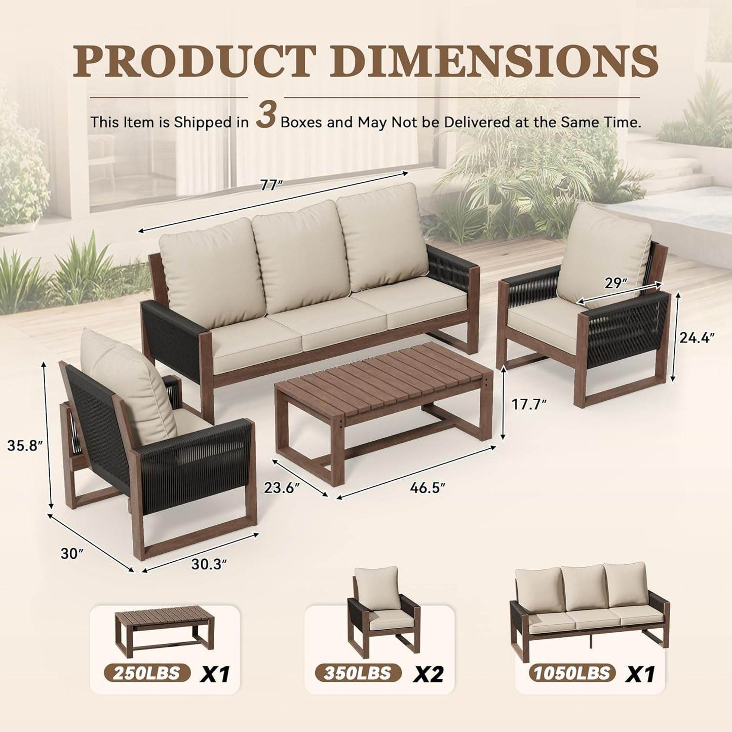 Wooden Outdoor Furniture Set with Comfortable Wicker Chairs - Loft&Timber