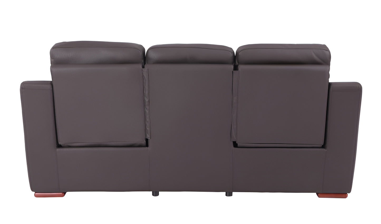 90" Brown Faux Leather Sofa-5