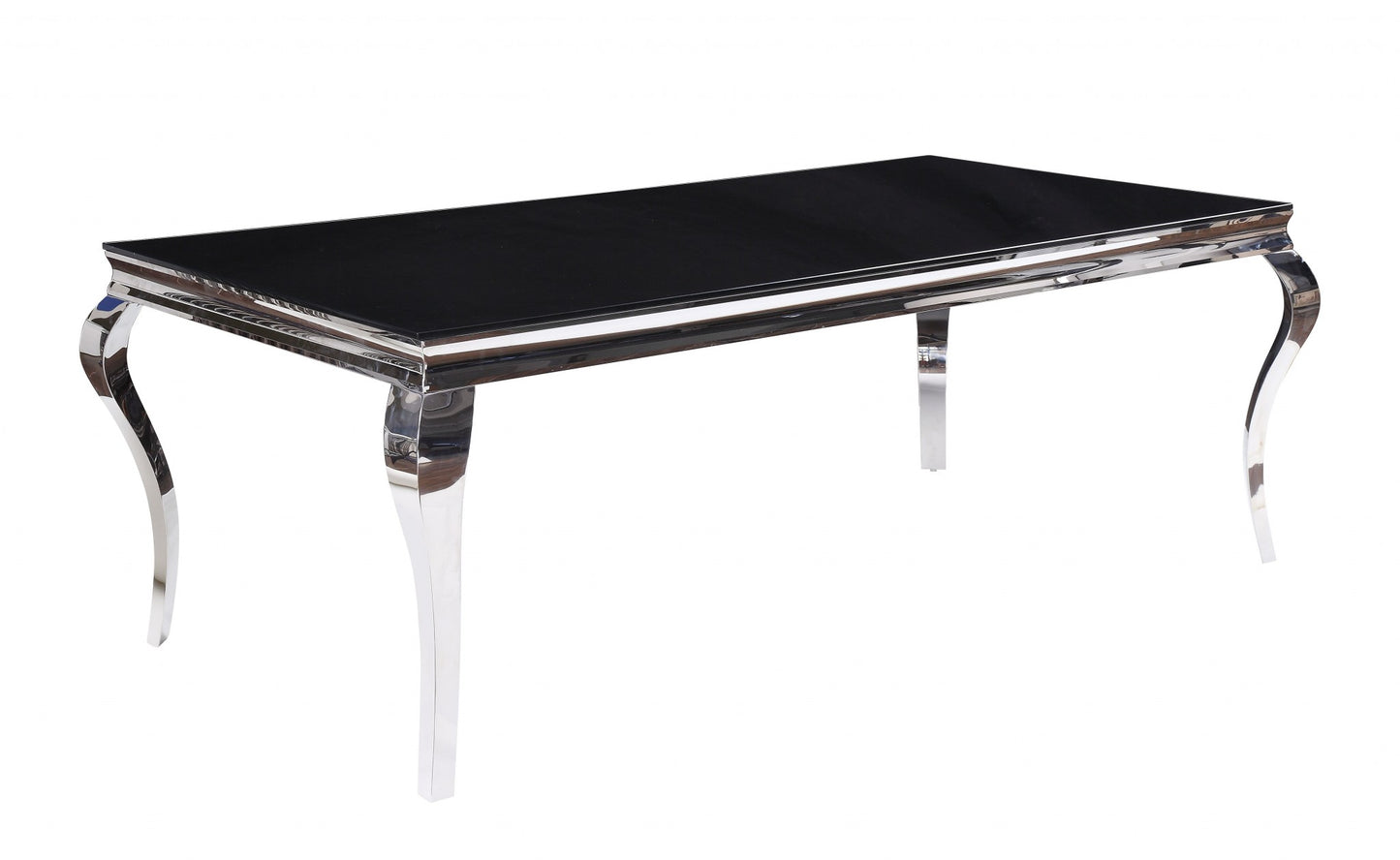 80" Black And White Glass And Stainless Steel Dining Table - Loft&Timber
