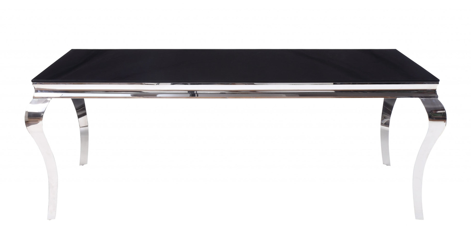 80" Black And White Glass And Stainless Steel Dining Table - Loft&Timber