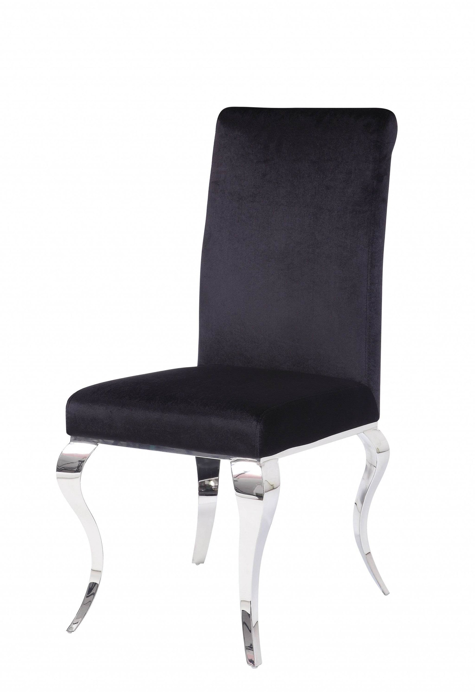 Set of Two Black And Silver Upholstered Fabric Dining Side Chairs - Loft&Timber