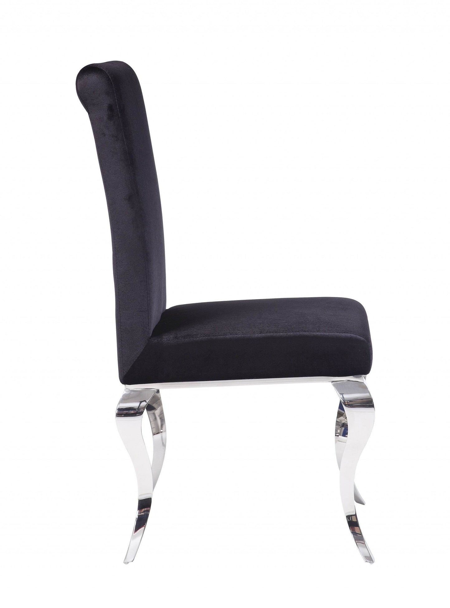 Set of Two Black And Silver Upholstered Fabric Dining Side Chairs - Loft&Timber