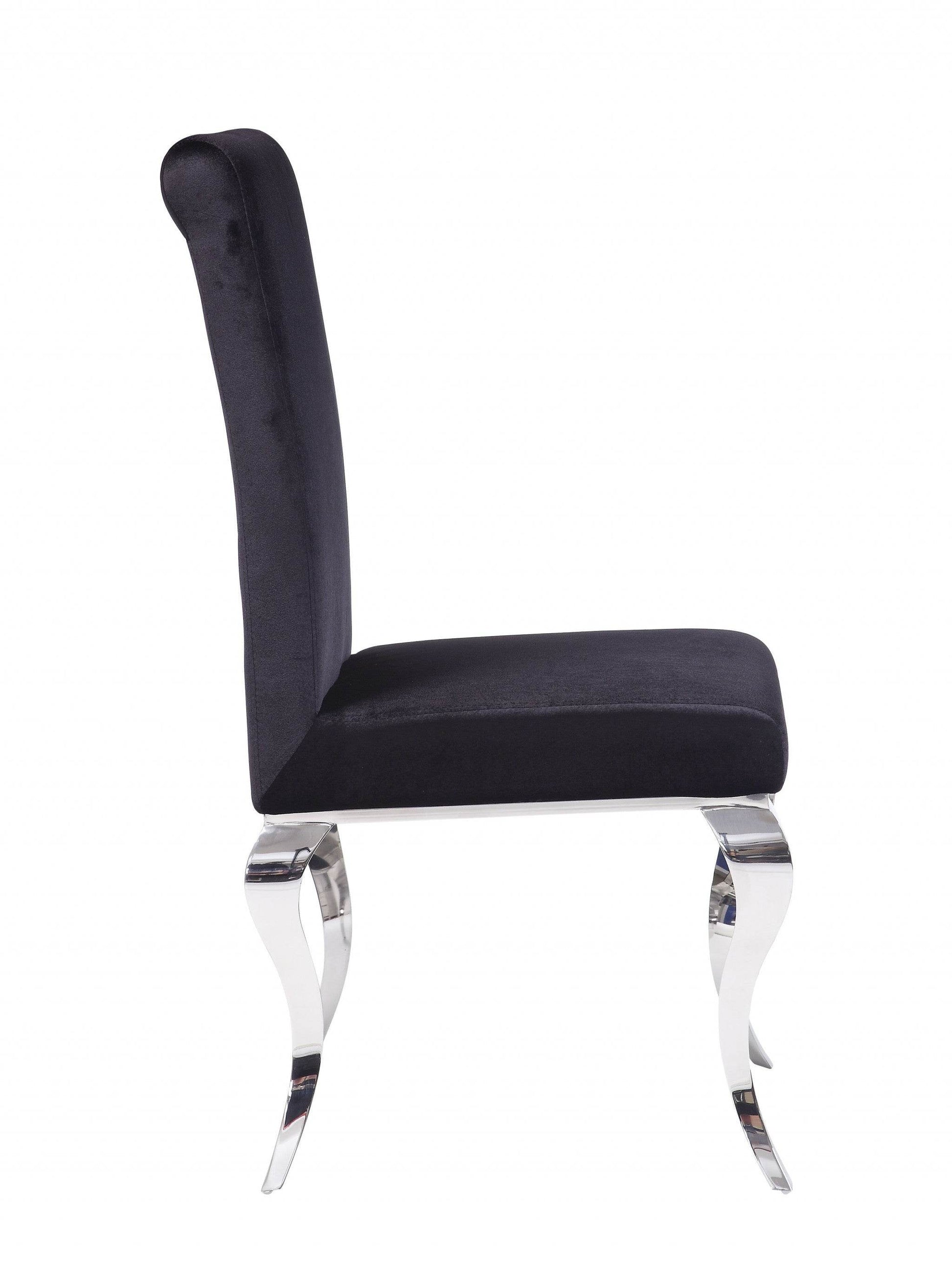 Set of Two Black And Silver Upholstered Fabric Dining Side Chairs - Loft&Timber