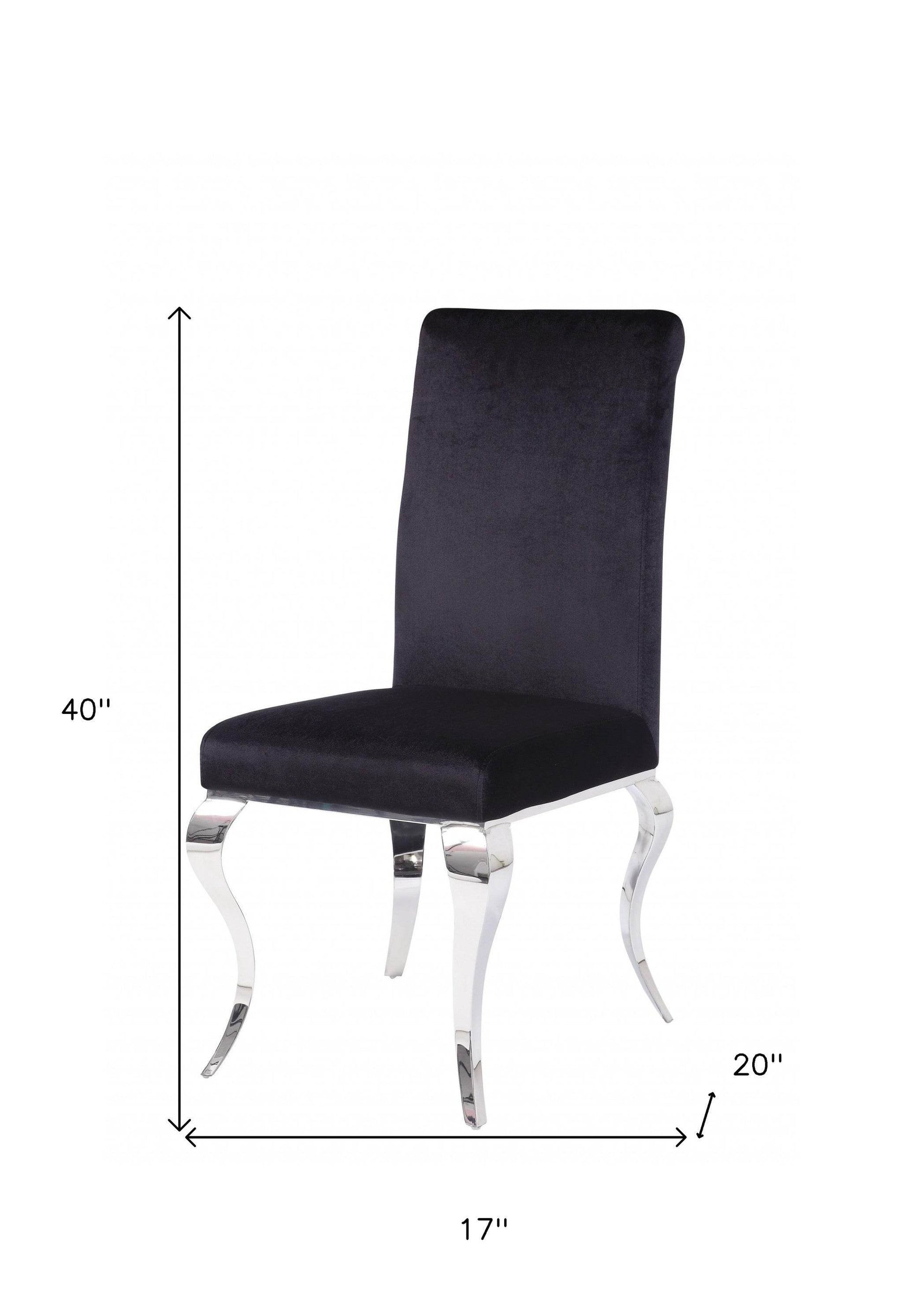 Set of Two Black And Silver Upholstered Fabric Dining Side Chairs - Loft&Timber