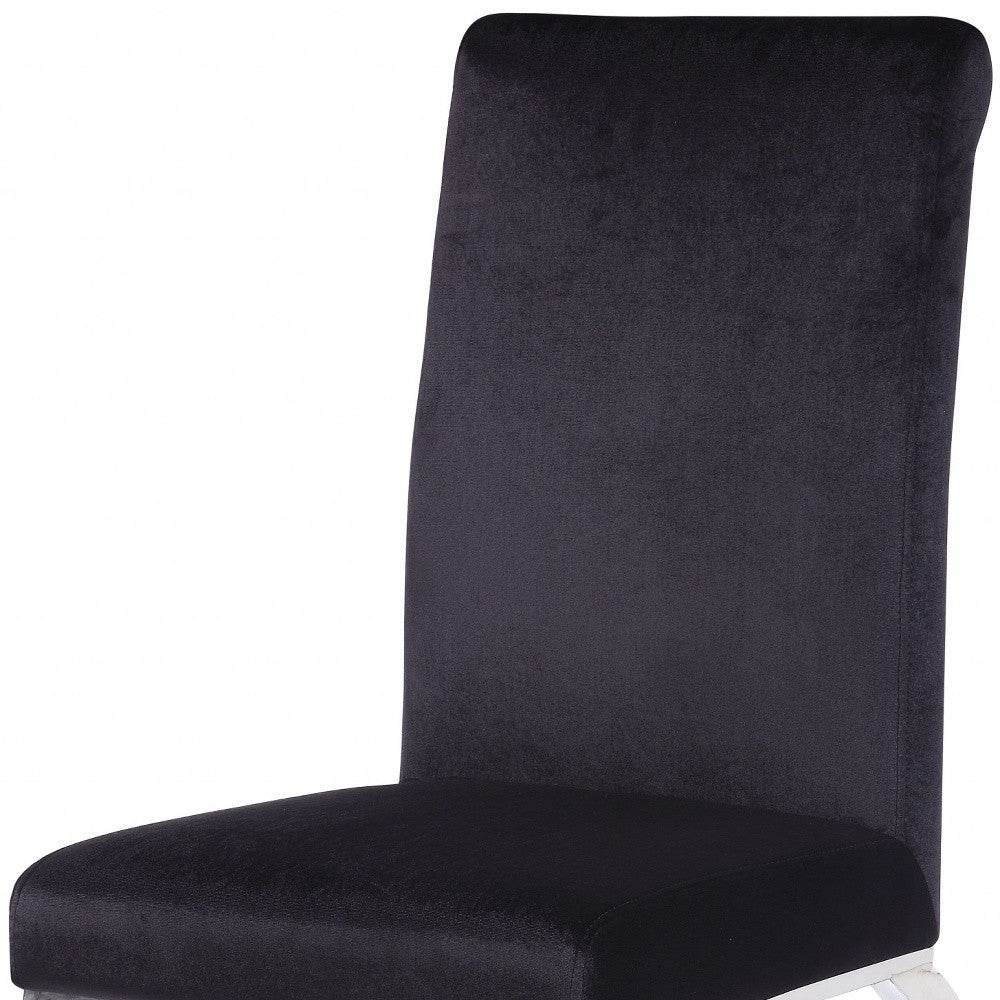 Set of Two Black And Silver Upholstered Fabric Dining Side Chairs - Loft&Timber