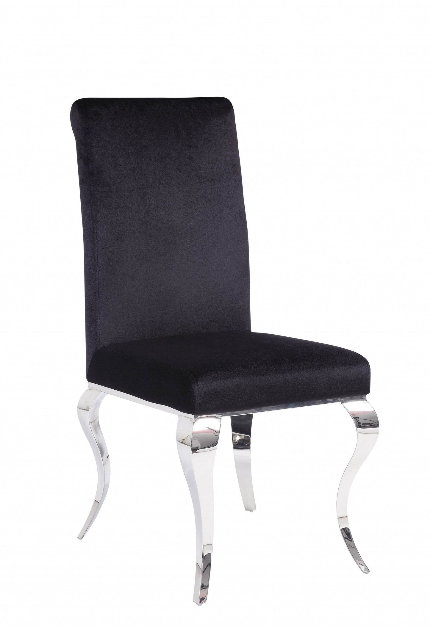 Set of Two Black And Silver Upholstered Fabric Dining Side Chairs - Loft&Timber