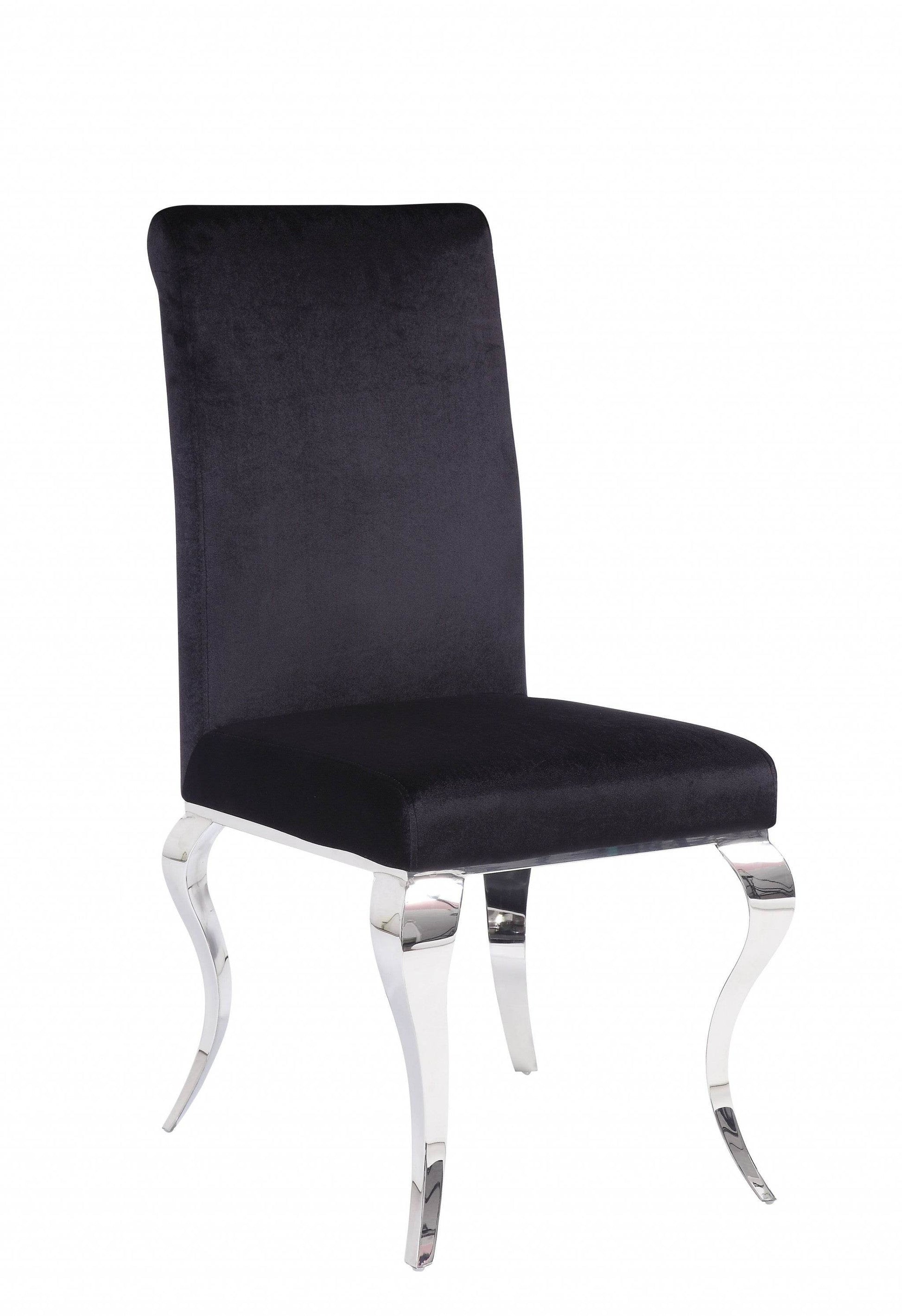 Set of Two Black And Silver Upholstered Fabric Dining Side Chairs - Loft&Timber