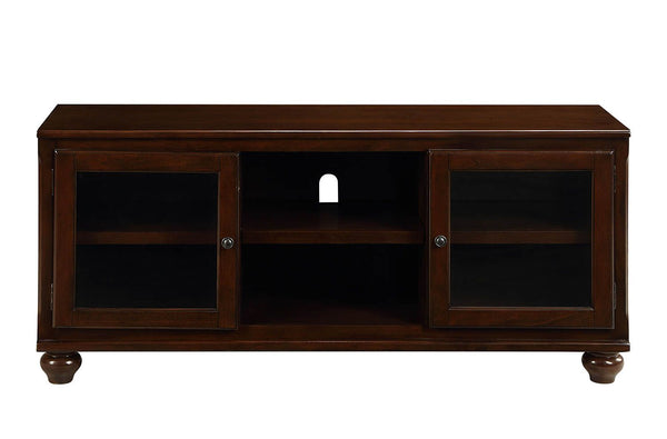 58" Brown Enclosed And Open Storage Wood And Glass TV Stand-0