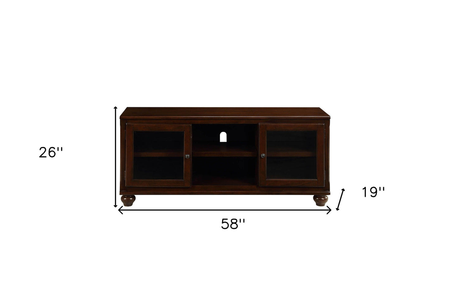 58" Brown Enclosed And Open Storage Wood And Glass TV Stand-6