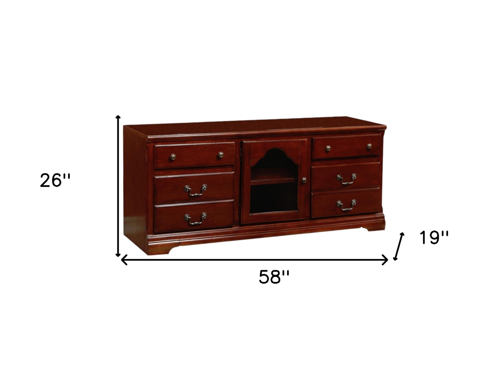 58" Brown Solid and Manufactured Wood Enclosed and Open Storage TV Stand-6