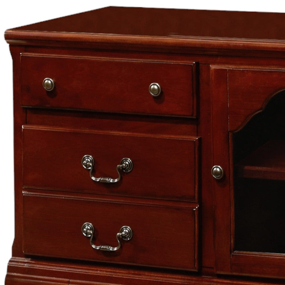 58" Brown Solid and Manufactured Wood Enclosed and Open Storage TV Stand-4