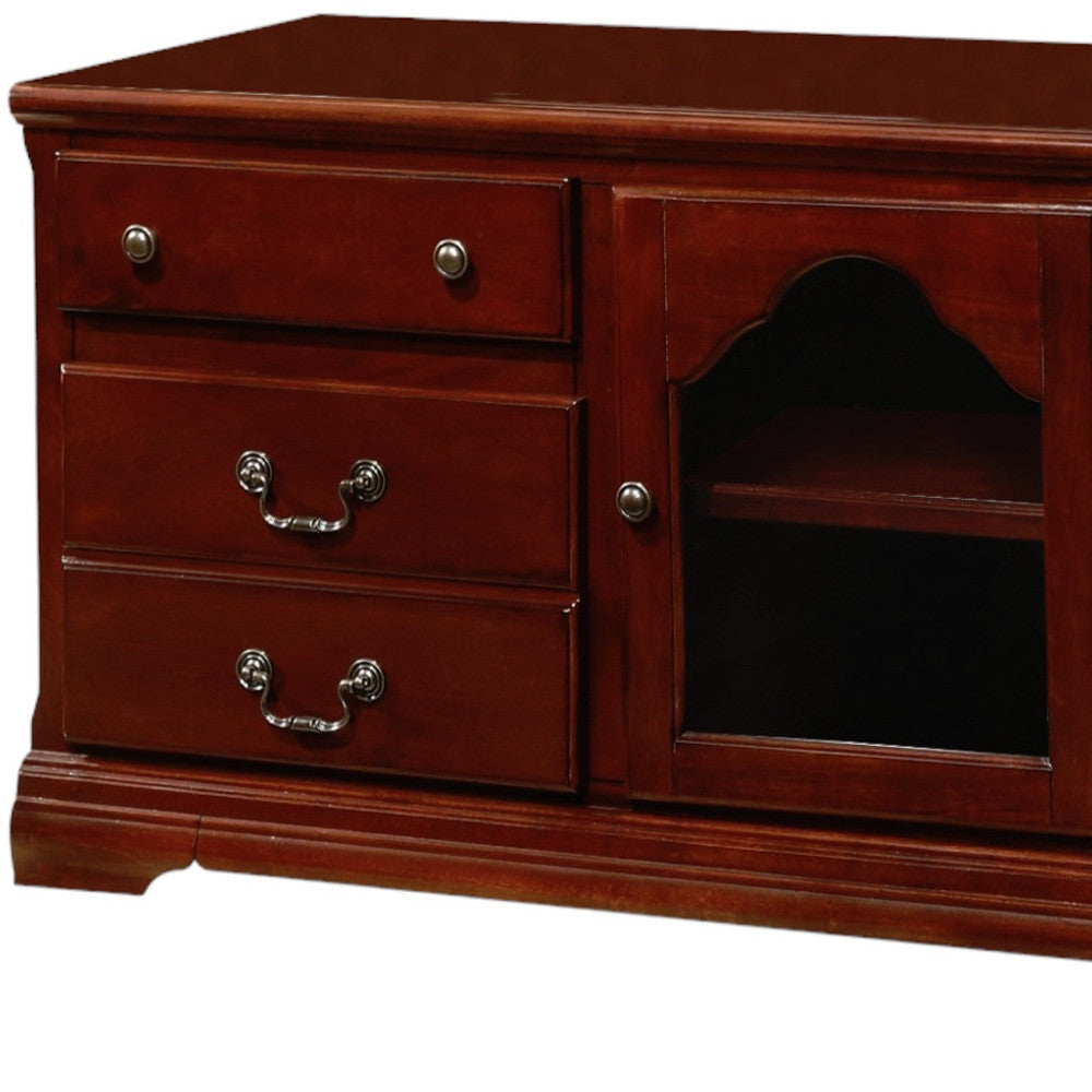 58" Brown Solid and Manufactured Wood Enclosed and Open Storage TV Stand-5