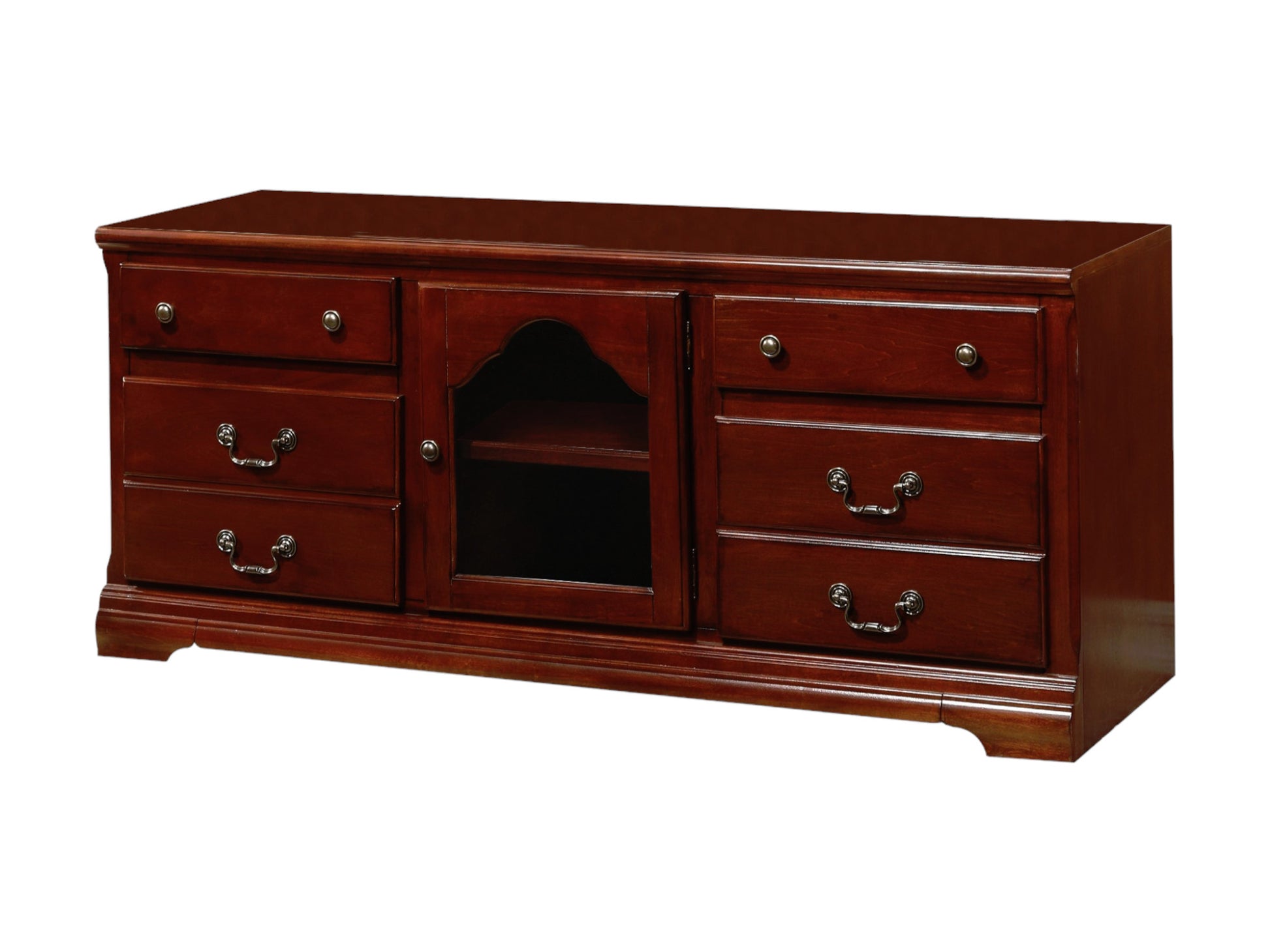 58" Brown Solid and Manufactured Wood Enclosed and Open Storage TV Stand-2