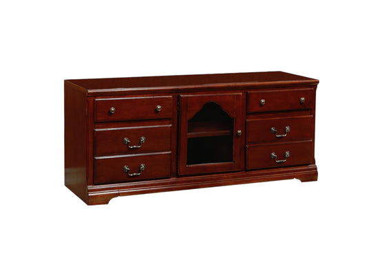 58" Brown Solid and Manufactured Wood Enclosed and Open Storage TV Stand-1
