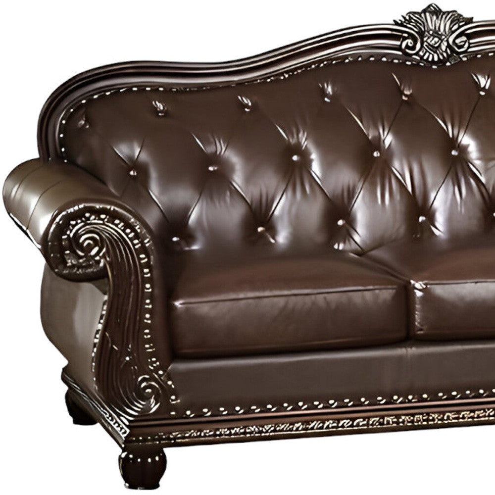 37" Espresso Top Grain Leather Sofa-2
