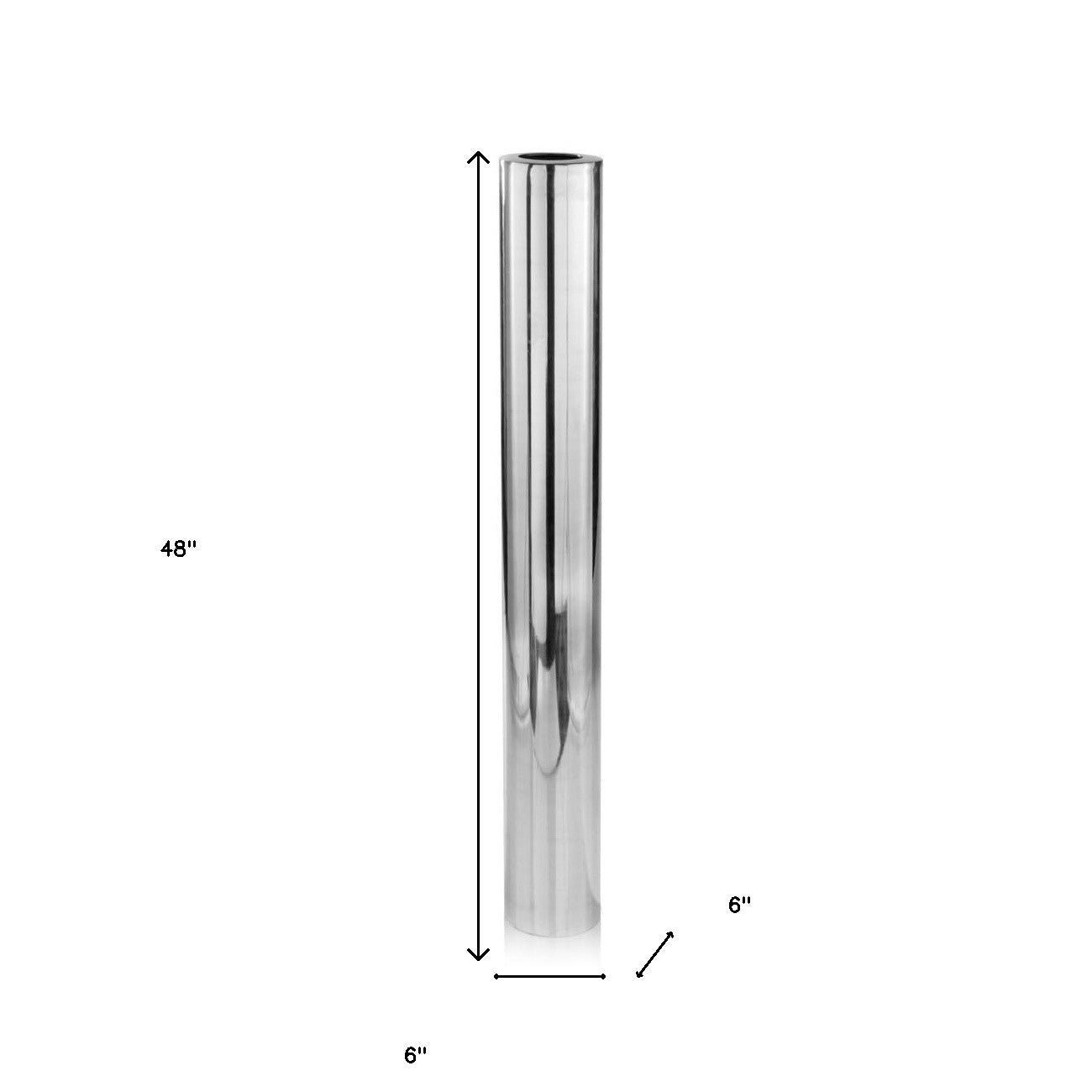 48" Silver Cylinder Aluminum Floor Vase - Loft&Timber