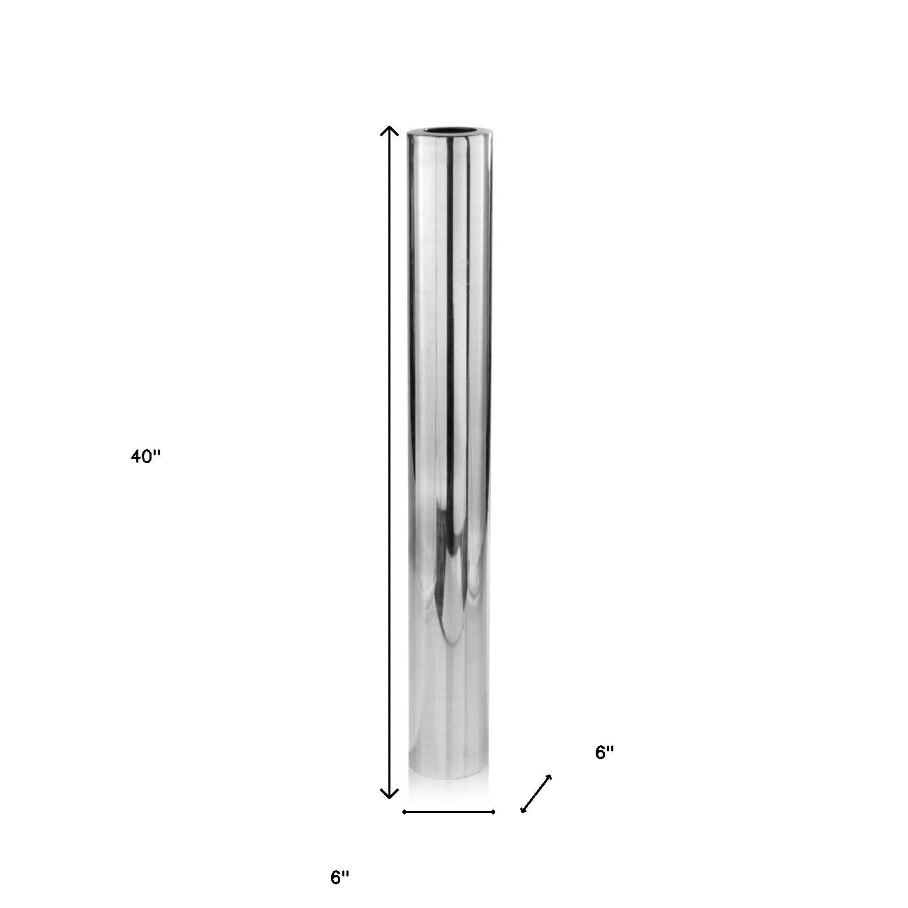 40" Silver Aluminum Cylindrical Floor Vase - Loft&Timber