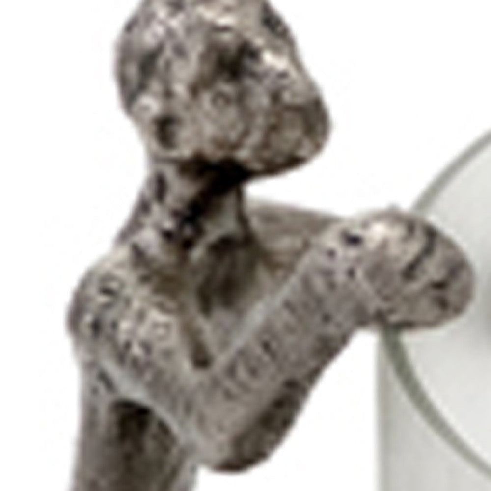 10" Silver And Glass Climbing Man Hurricane Candle Holder - Loft&Timber