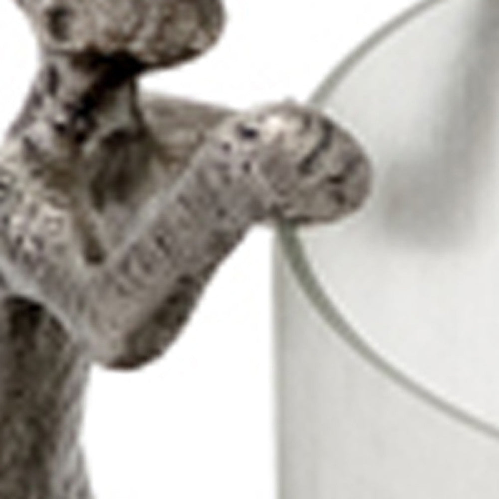10" Silver And Glass Climbing Man Hurricane Candle Holder - Loft&Timber
