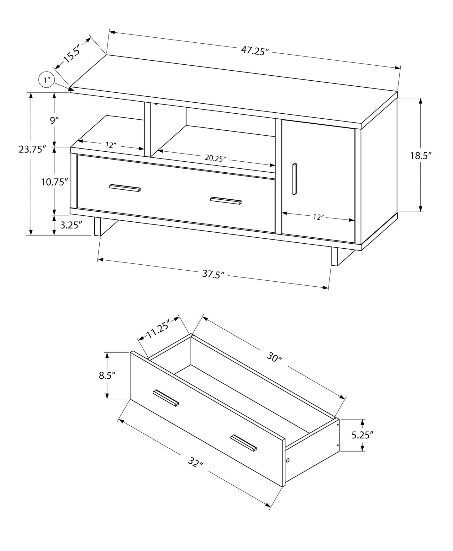 47" Wood Brown Cabinet Enclosed Storage TV Stand-7