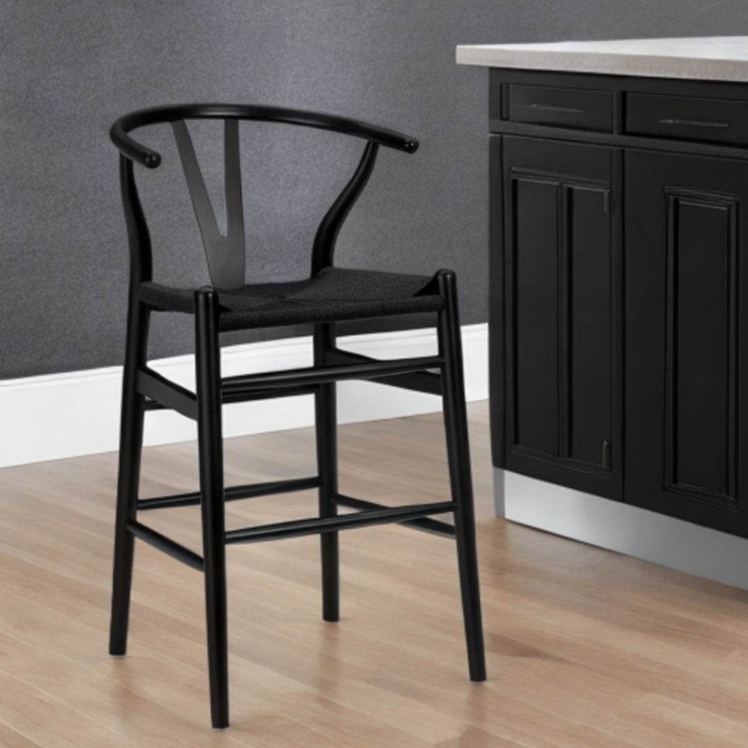 Black Solid Wood Counter Height Bar Chair - Loft&Timber