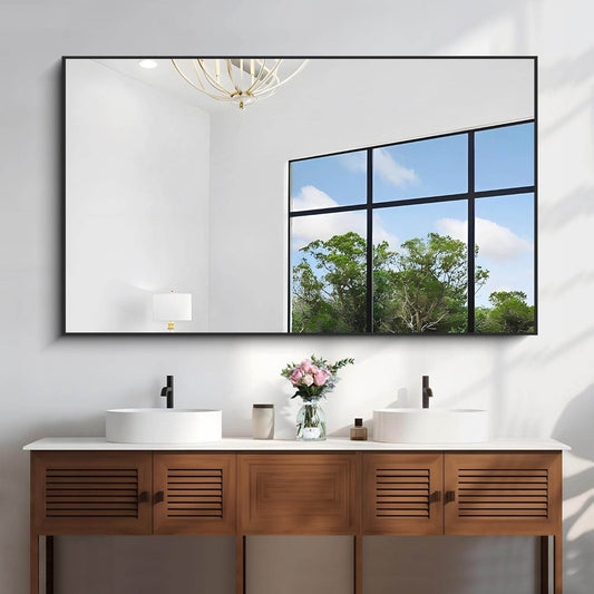 60X36 Inch Large Black Wall Mounted Mirror - Loft&Timber
