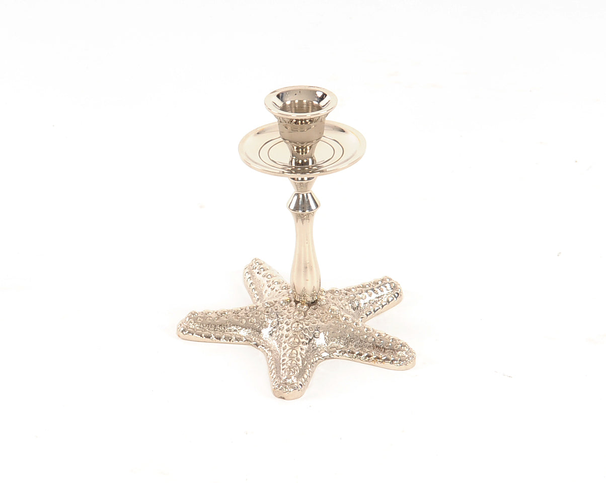 5" Silver Brass Starfish Tabletop Candle Holder - Loft&Timber