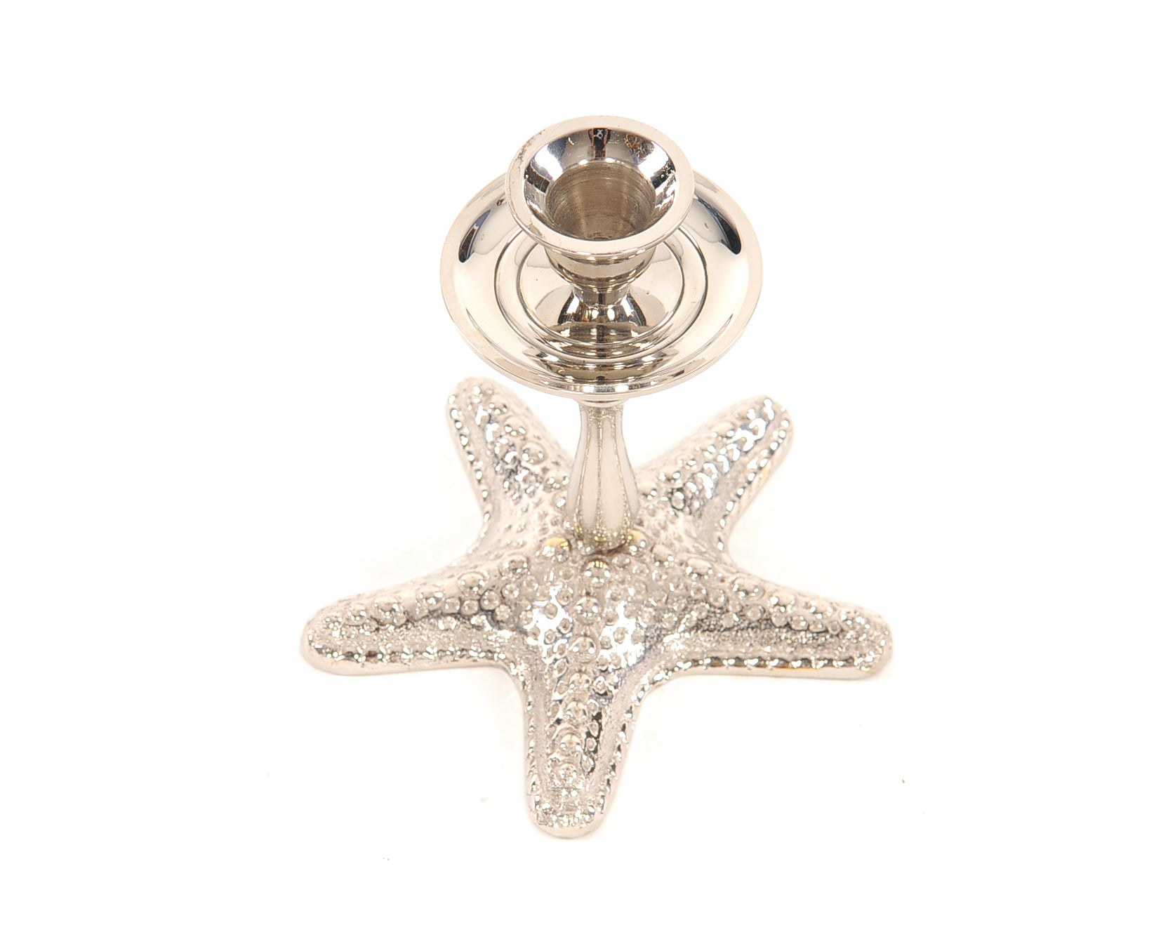 5" Silver Brass Starfish Tabletop Candle Holder - Loft&Timber