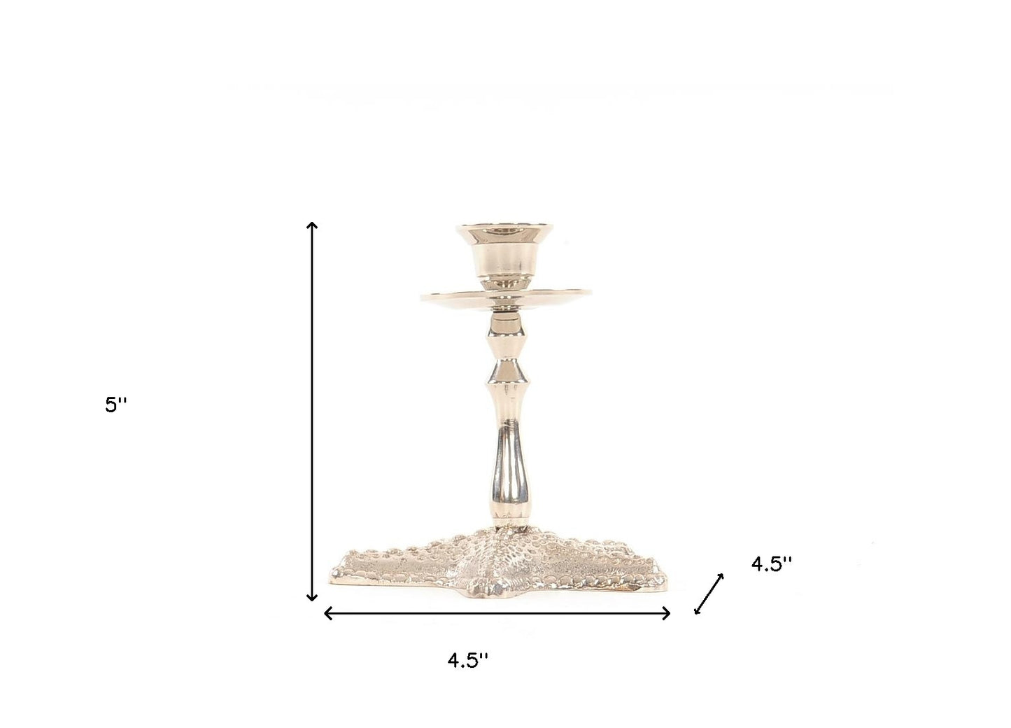 5" Silver Brass Starfish Tabletop Candle Holder - Loft&Timber
