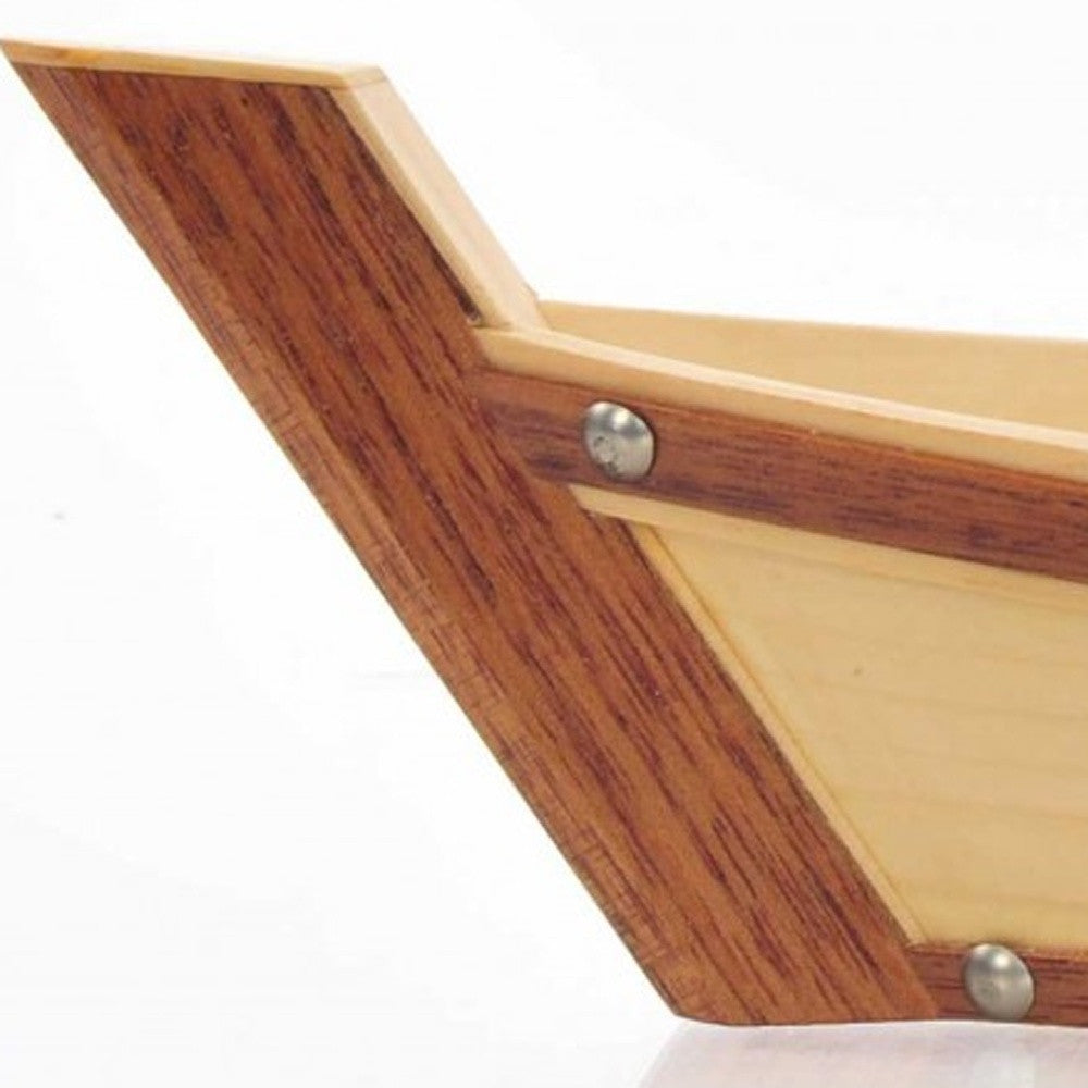 17" Natural and Brown Wood Sushi Boat Serving Tray - Loft&Timber