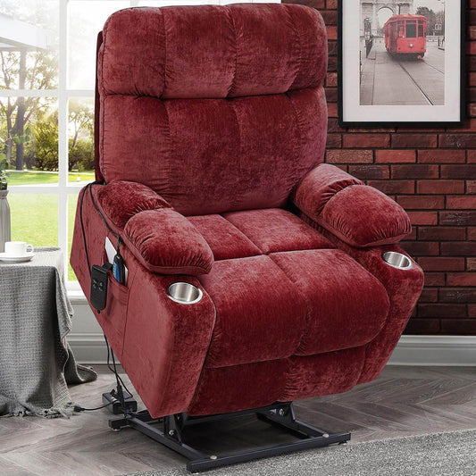 180 Degree Flat Sleeping Electric Dual OKIN Motor Lift Recliner Chair Red - Loft&Timber