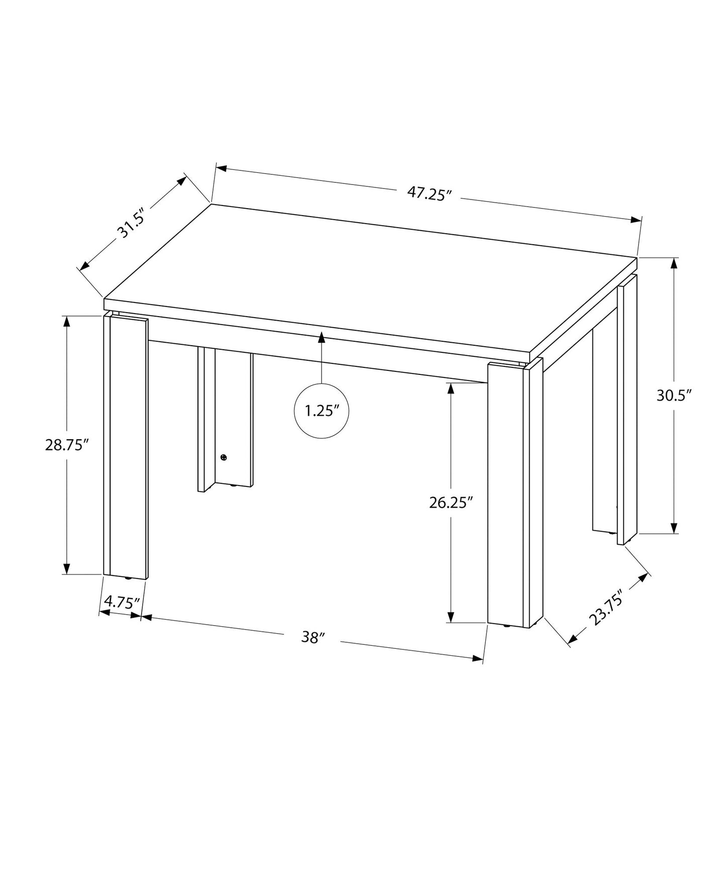 47" Black Dining Table - Loft&Timber