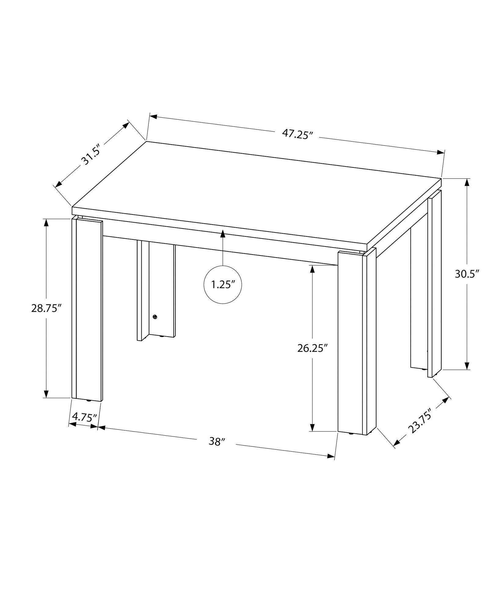 47" Black Dining Table - Loft&Timber