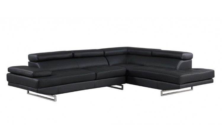 Black Leather L Shaped Two Piece Corner Sectional - Loft&Timber