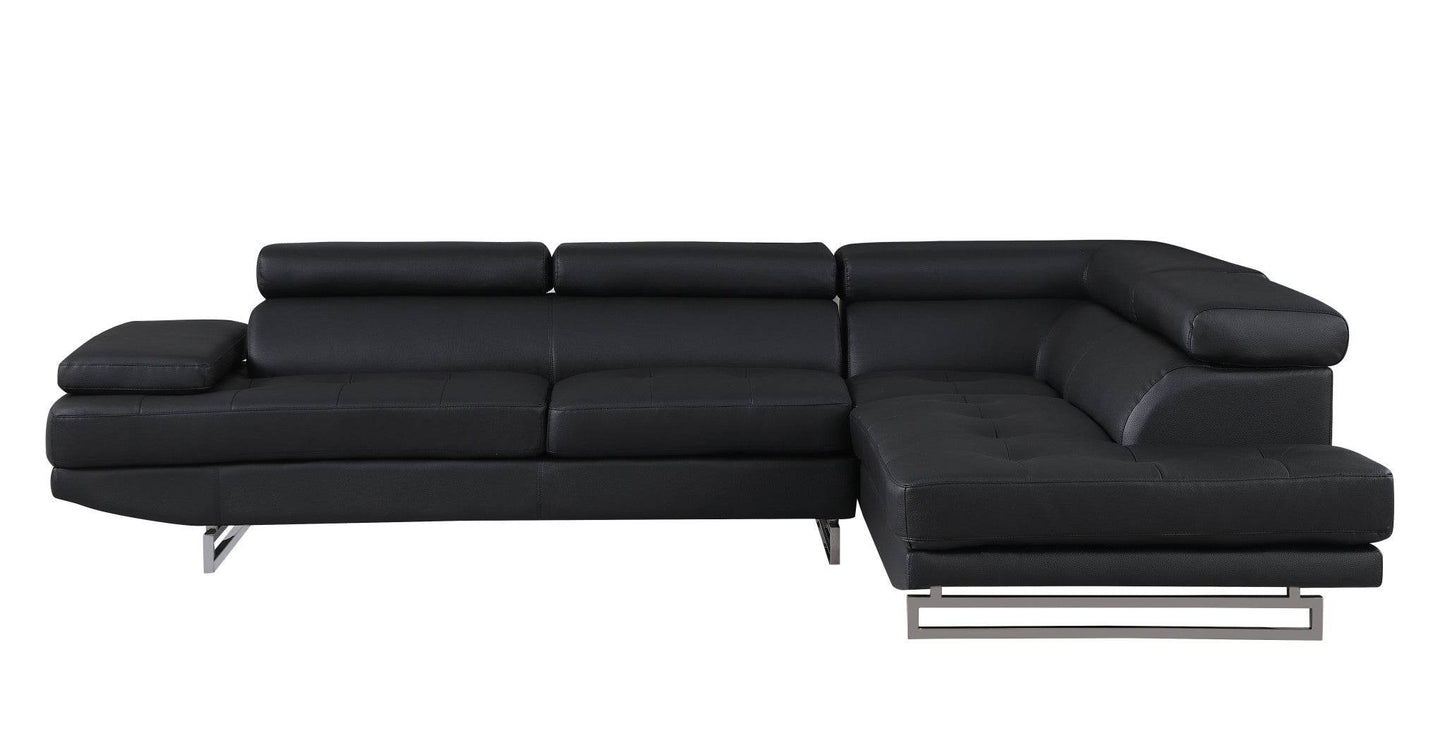 Black Leather L Shaped Two Piece Corner Sectional - Loft&Timber