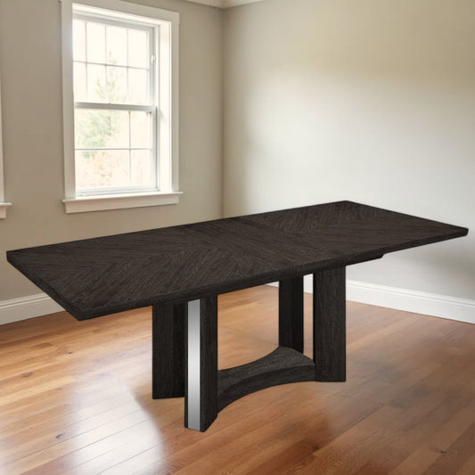 98" Dark Gray Solid Wood Dining Table - Loft&Timber