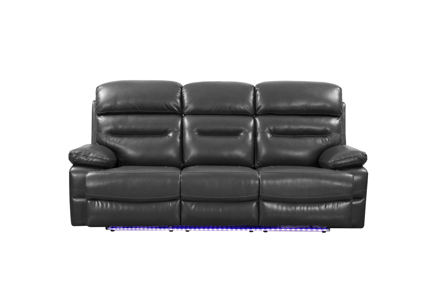 89" Gray Faux Leather USB Sofa With Black Legs-1